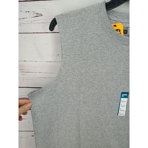 Carhartt Mens Relaxed Fit Heavyweight Sleeveless Pocket T-Shirt‎ Gray Size L - Picture 3 of 7